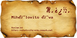 Mihálovits Éva névjegykártya