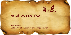 Mihálovits Éva névjegykártya